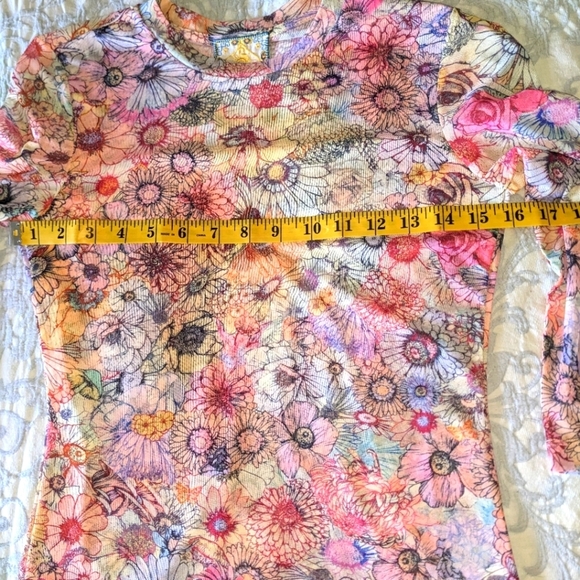 Johnny Was Natalie 3/4 Sleeve Mesh Tee in Sage Pink sz XS​​ - Picture 10 of 16